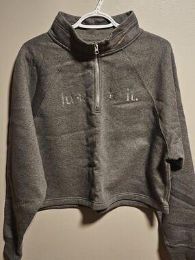 Nike Womens Dark Gray Half-Zip Puffer-Style Pullover